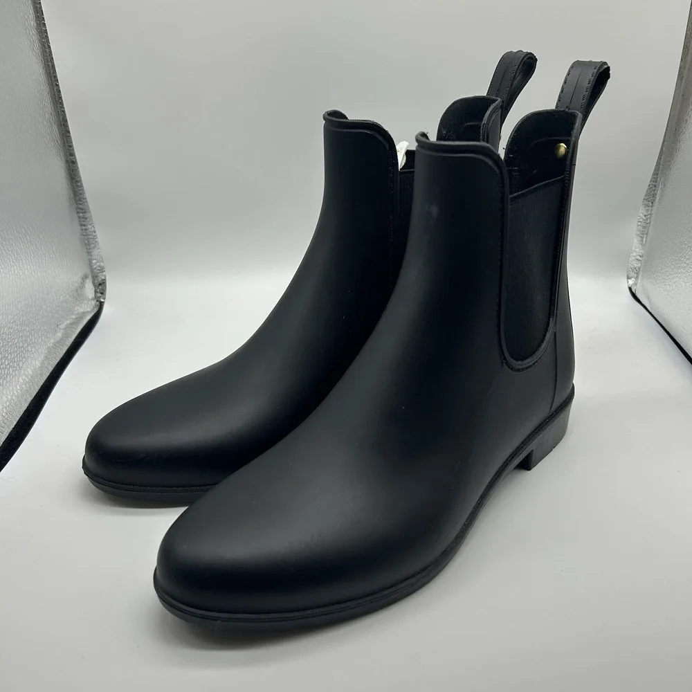 Sam Edelman Women's 7 Glossy Black Tinsley Chelsea Rain Boots Waterproof